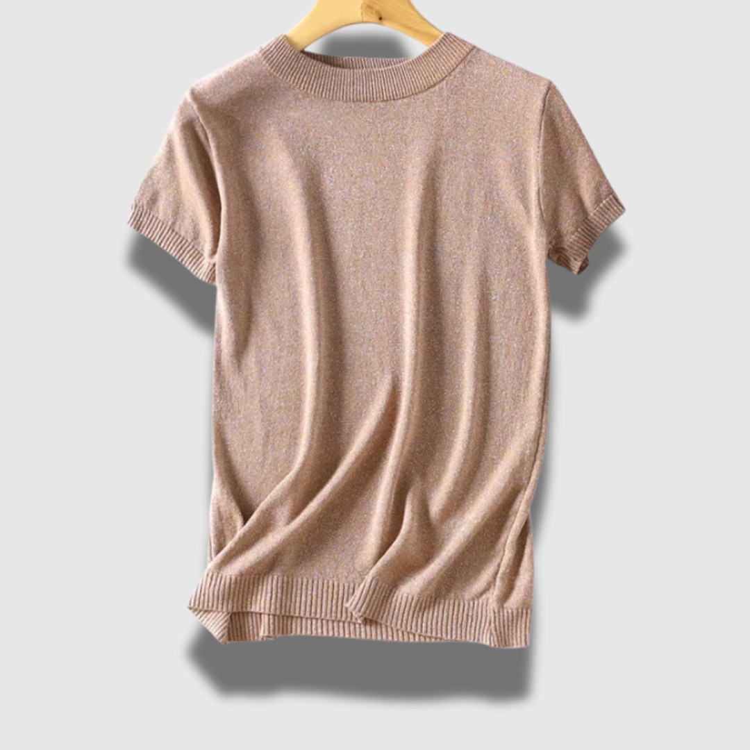 Maglione Donna Leggero Manica Corta Tessuto Lucido