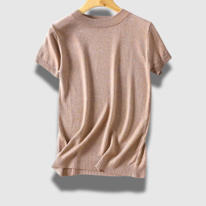 Maglione Donna Leggero Manica Corta Tessuto Lucido