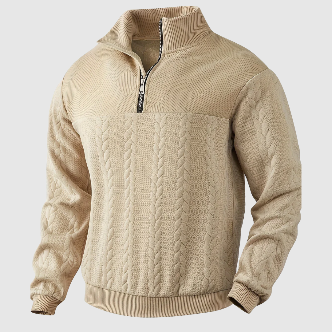 Maglione Uomo a Maglia con Zip Stile Vintage Classico