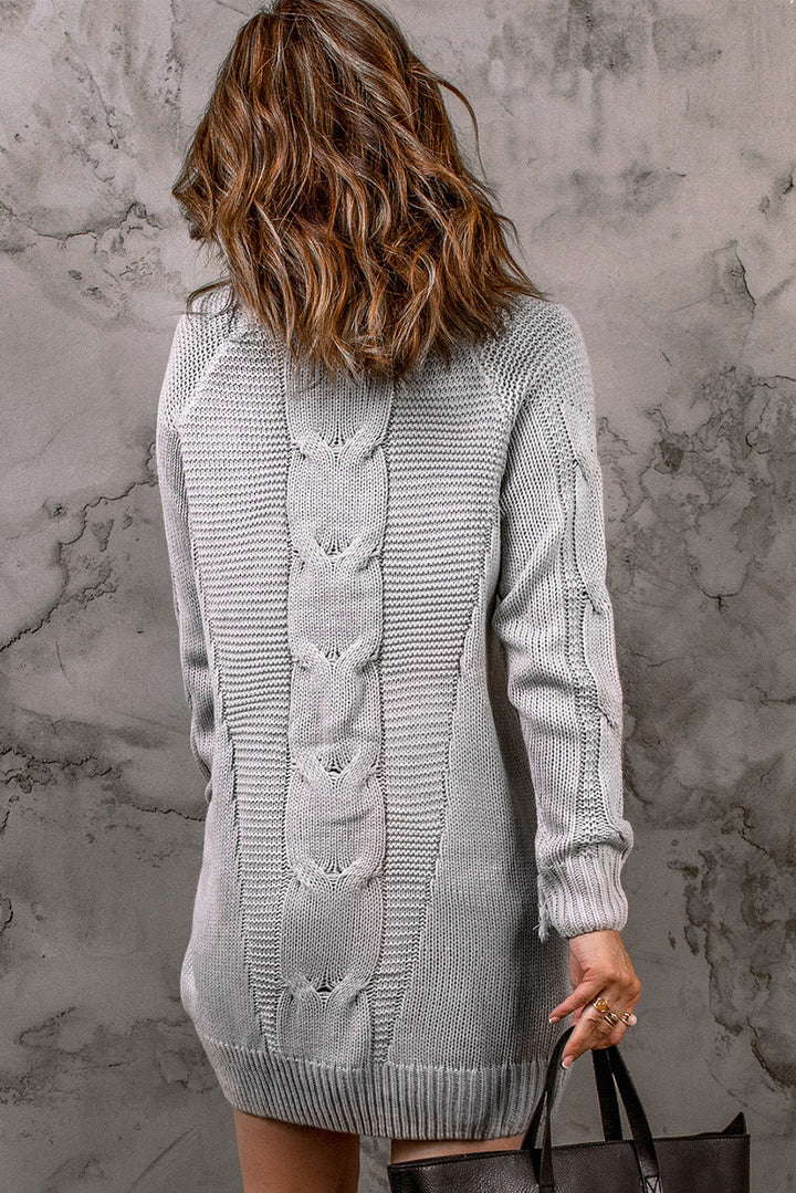 Klassisches Geripptes Strickkleid mit Rollkragen Für Frauen