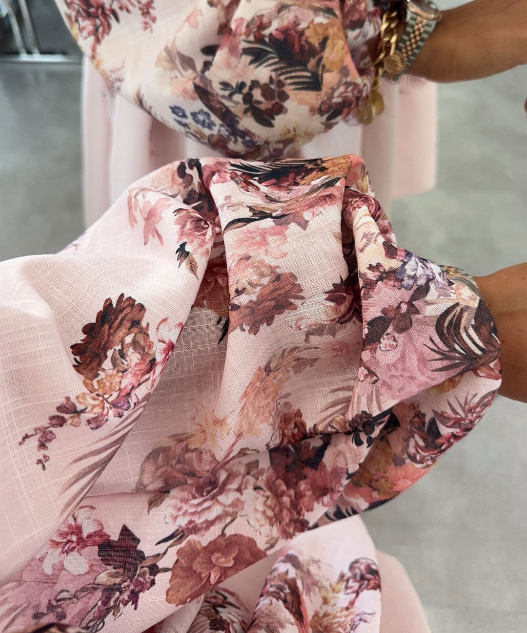Leinen Baumwoll Kleid Nekia Blume Rosa Ladypolitan ♡