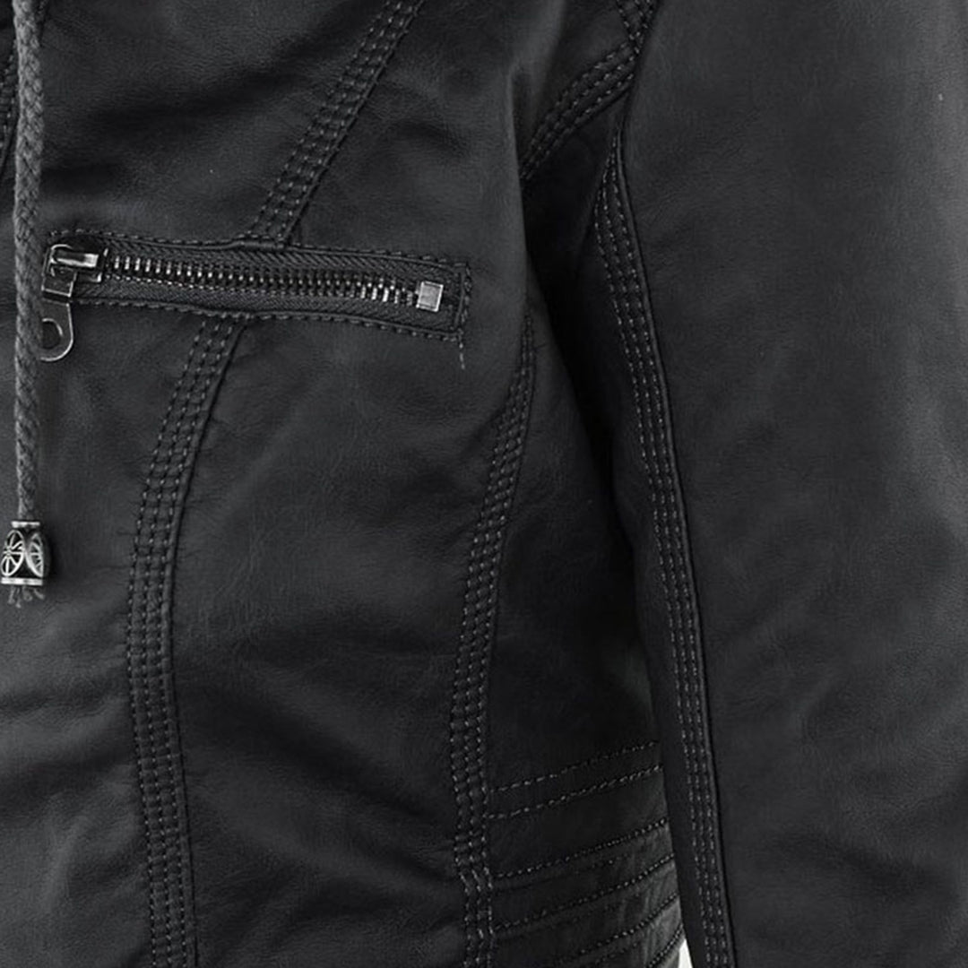 Kunstlederjacke mit Kapuze Tailliert Damen