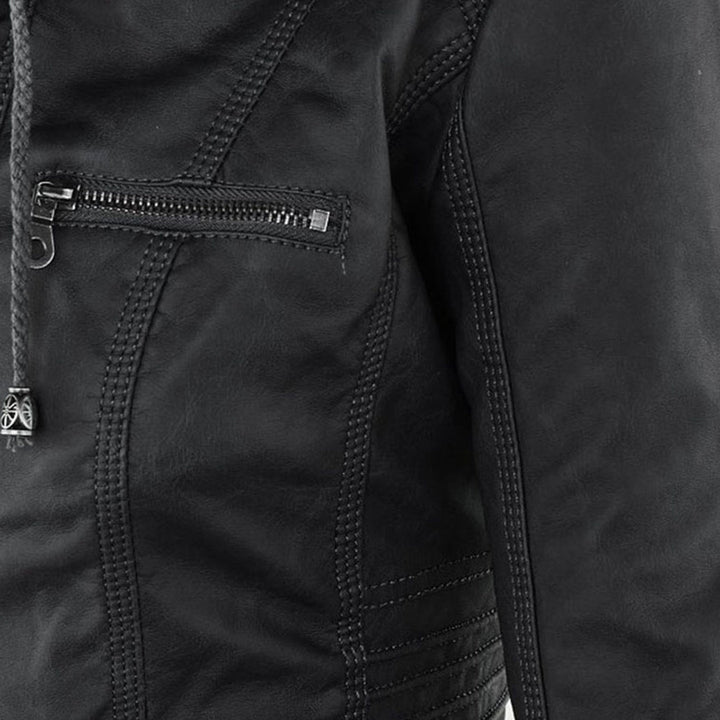 Kunstlederjacke mit Kapuze Tailliert Damen