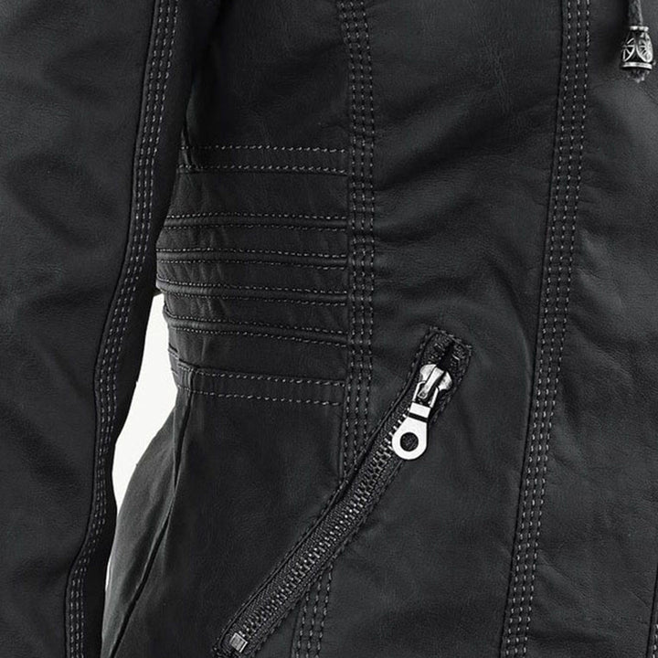 Kunstlederjacke mit Kapuze Tailliert Damen
