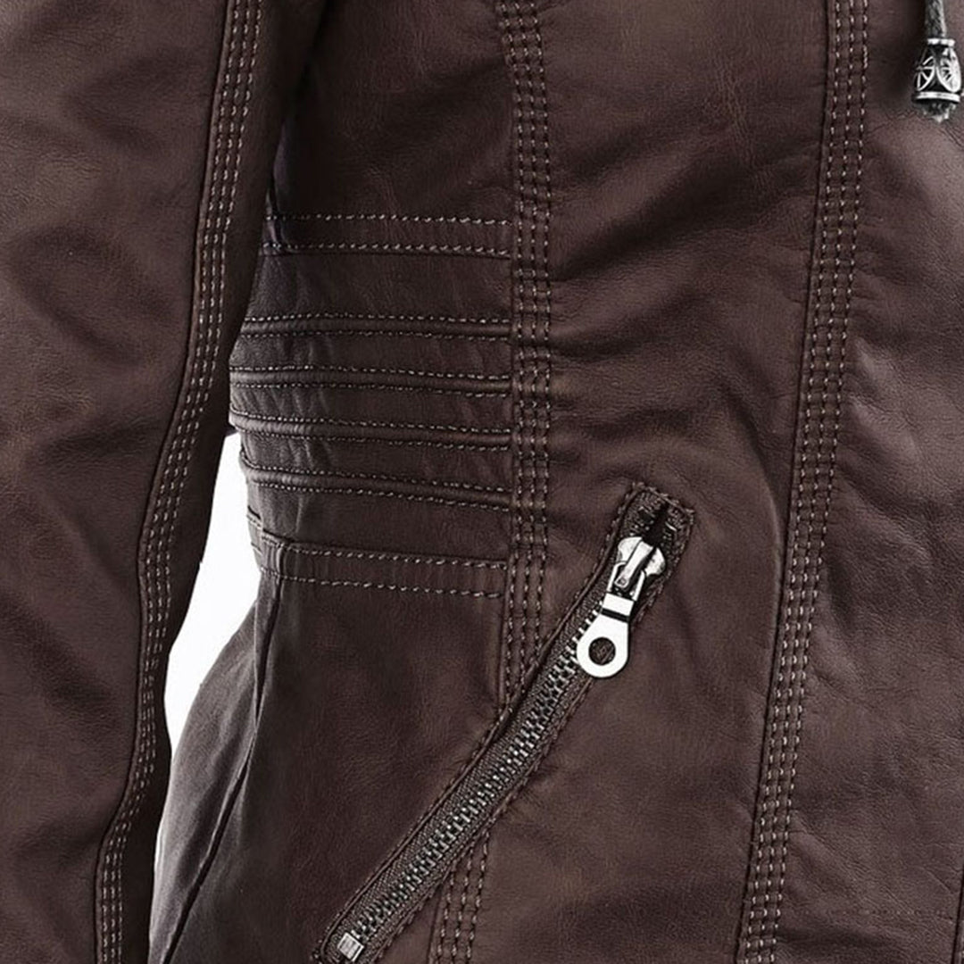 Kunstlederjacke mit Kapuze Tailliert Damen