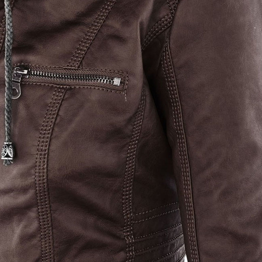 Kunstlederjacke mit Kapuze Tailliert Damen