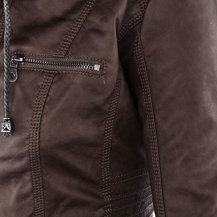 Kunstlederjacke mit Kapuze Tailliert Damen