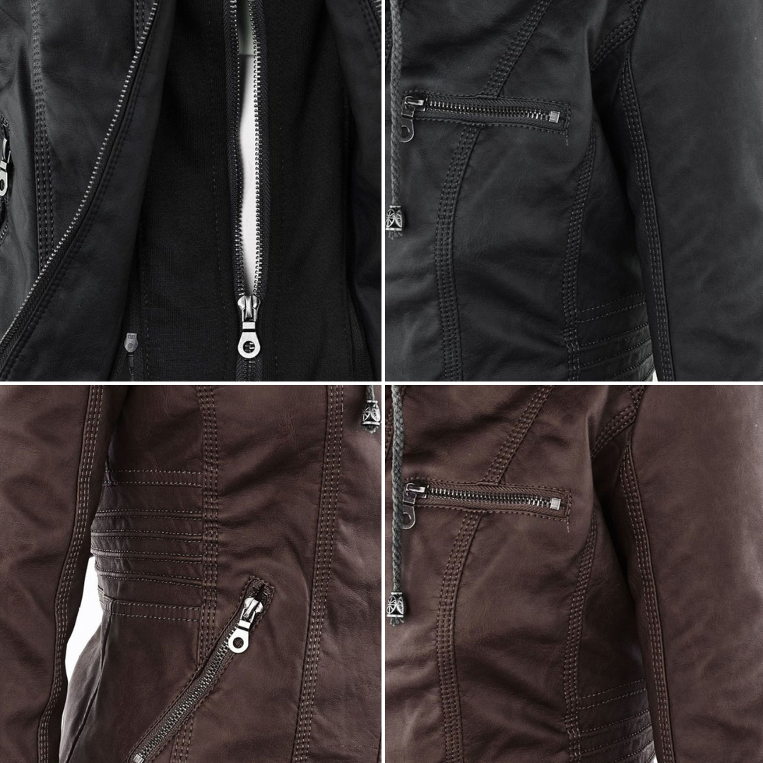 Kunstlederjacke mit Kapuze Tailliert Damen
