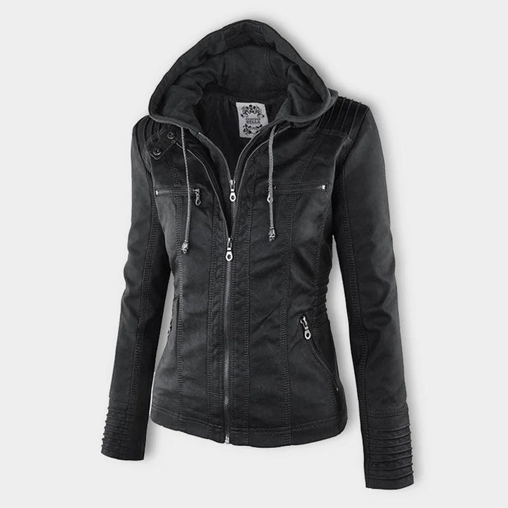 Kunstlederjacke mit Kapuze Tailliert Damen