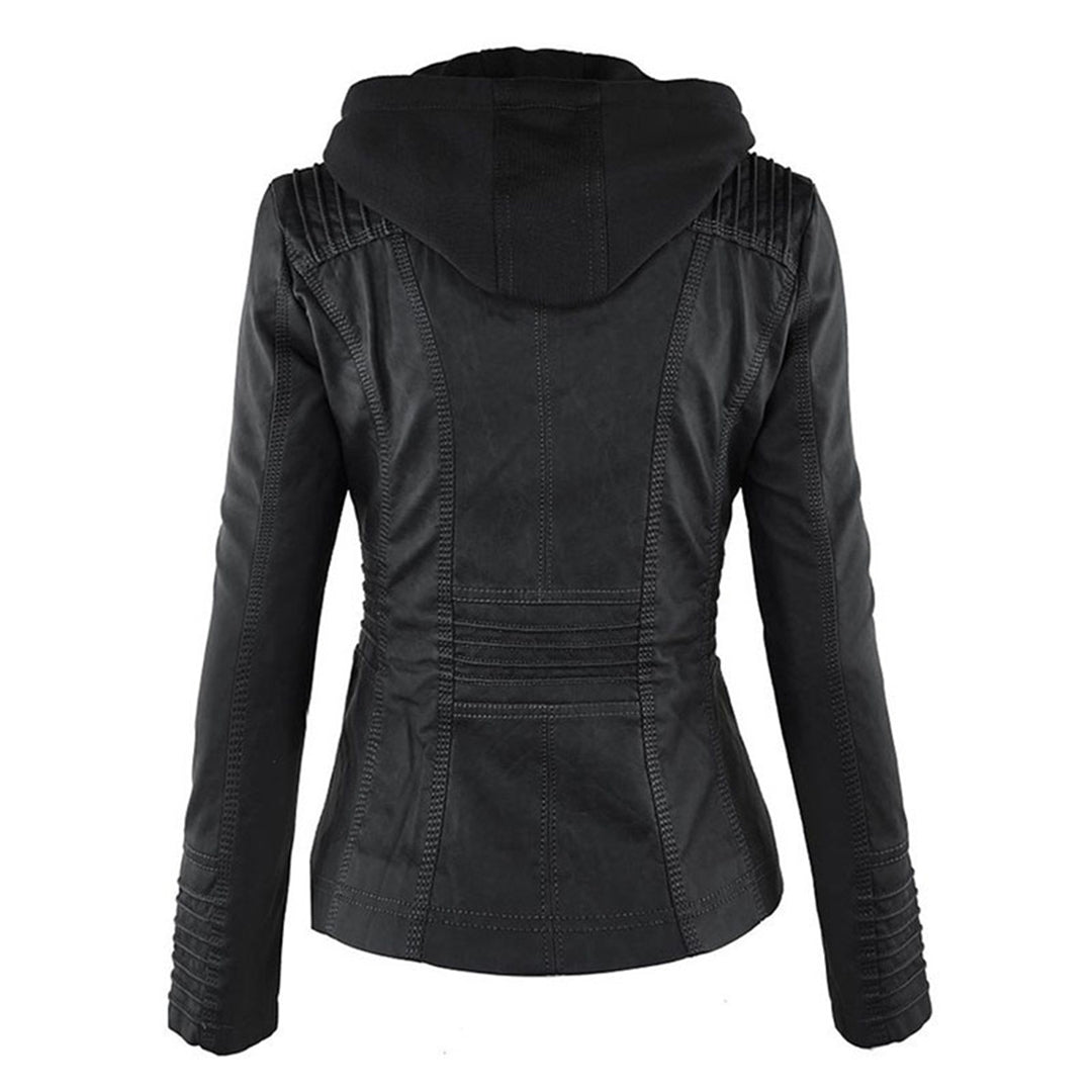 Kunstlederjacke mit Kapuze Tailliert Damen