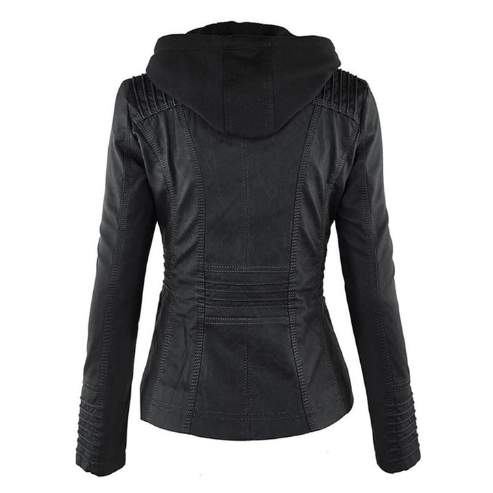 Kunstlederjacke mit Kapuze Tailliert Damen