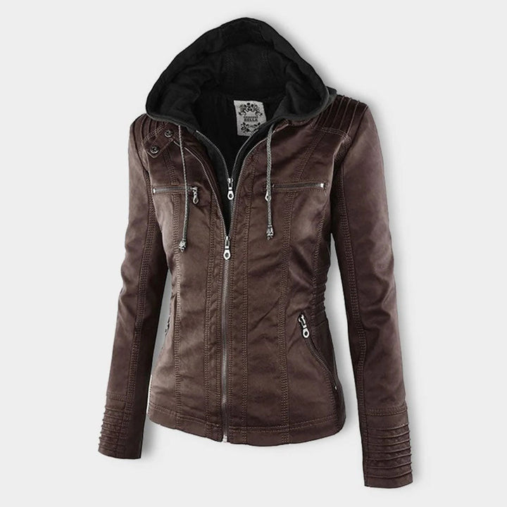 Kunstlederjacke mit Kapuze Tailliert Damen