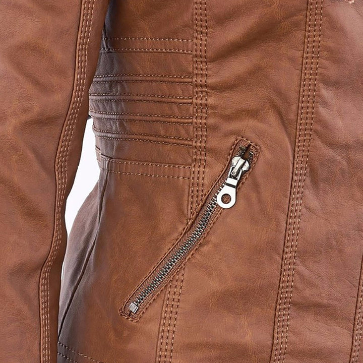 Kunstlederjacke mit Kapuze Tailliert Damen