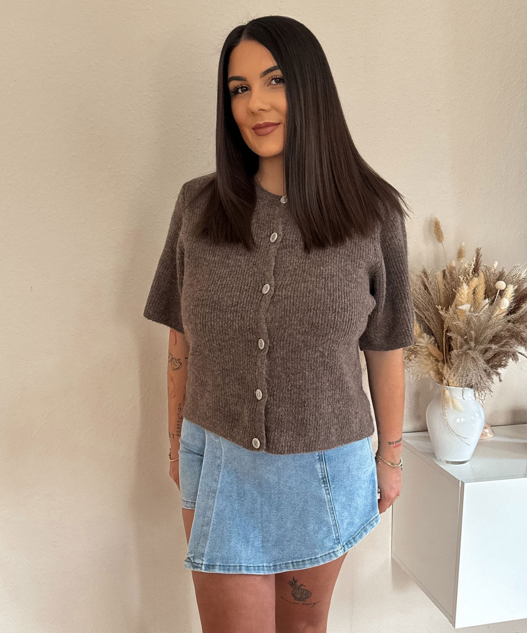 Kurzarm Strickjacke Jesse Braun