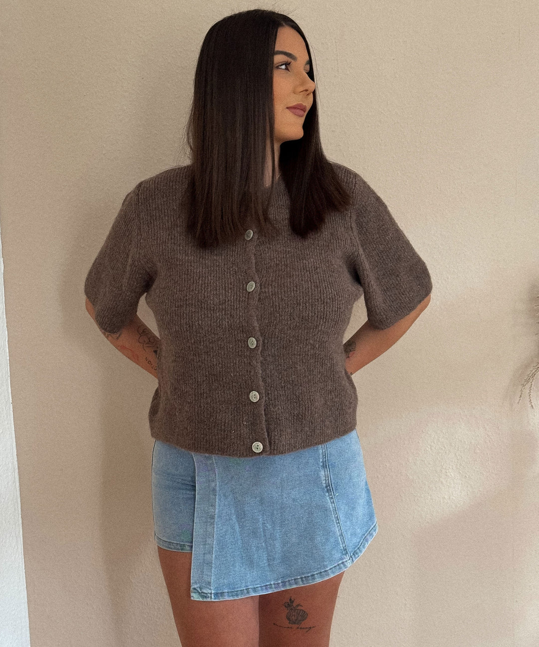 Kurzarm Strickjacke Jesse Braun