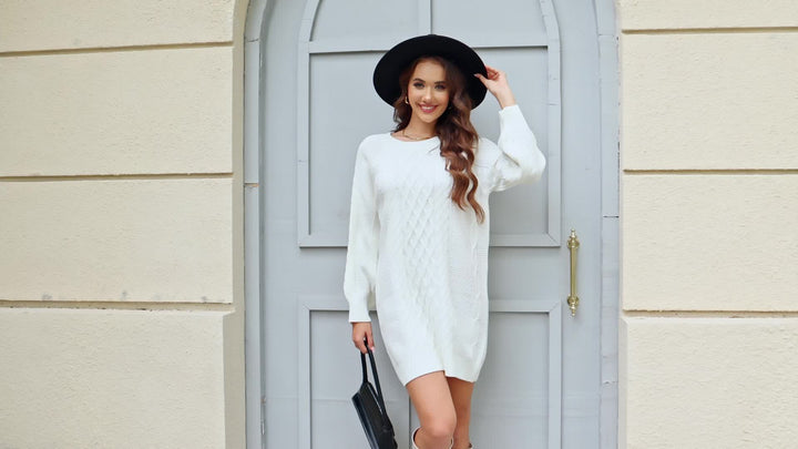 Kuscheliges Zopfmuster Strickkleid