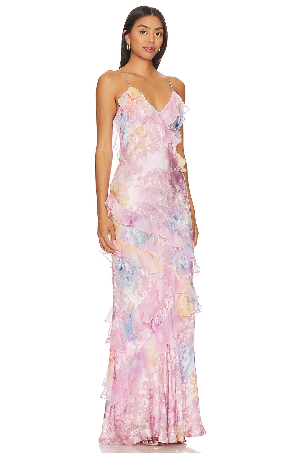 Sommerkleid Damen mit Rüschen Blumenmuster