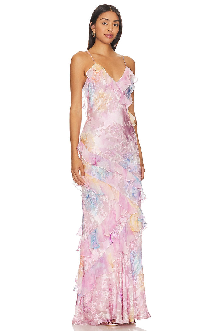 Sommerkleid Damen mit Rüschen Blumenmuster