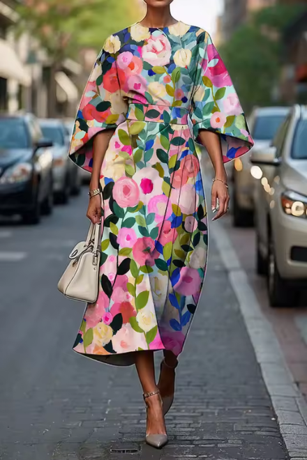Alina – Elegant Floral Midi Dress for Women - Image 3