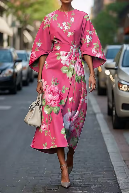 Alina – Elegant Floral Midi Dress for Women - Image 5