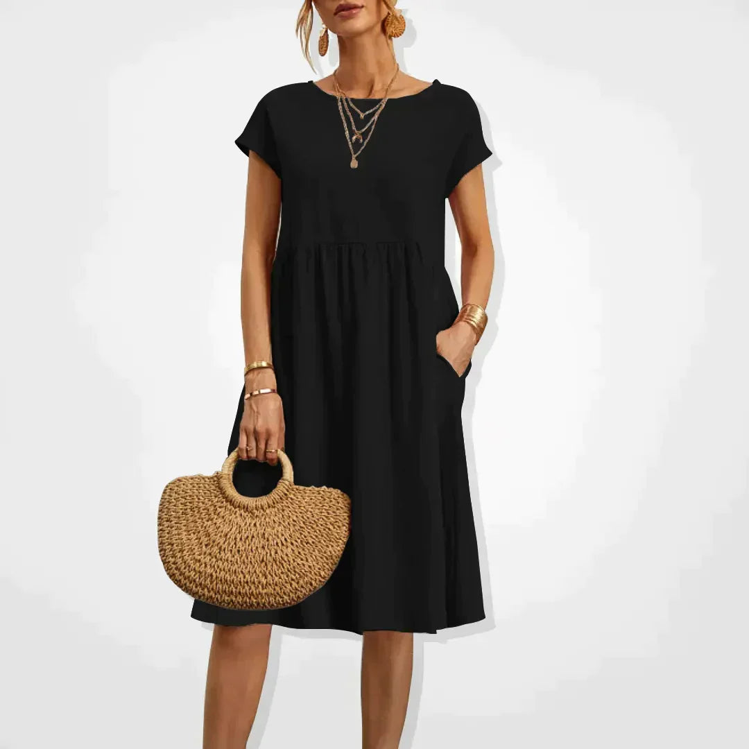 Sommerkleider Damen Kurzarm mit Taschen
