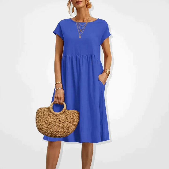 Sommerkleider Damen Kurzarm mit Taschen