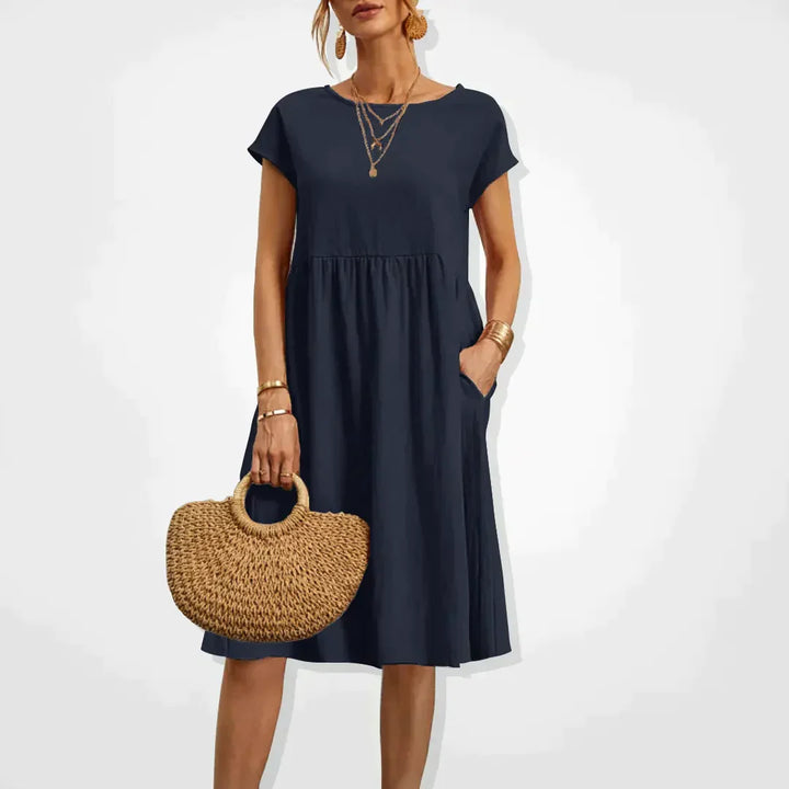 Sommerkleider Damen Kurzarm mit Taschen
