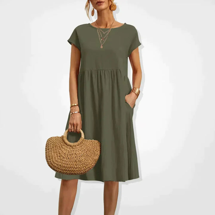 Sommerkleider Damen Kurzarm mit Taschen