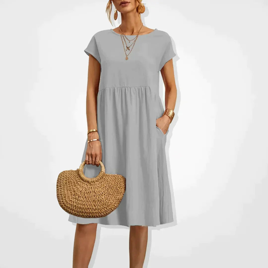 Sommerkleider Damen Kurzarm mit Taschen