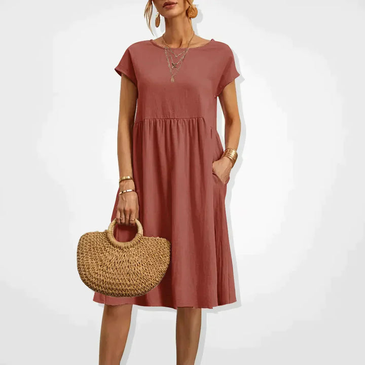 Sommerkleider Damen Kurzarm mit Taschen