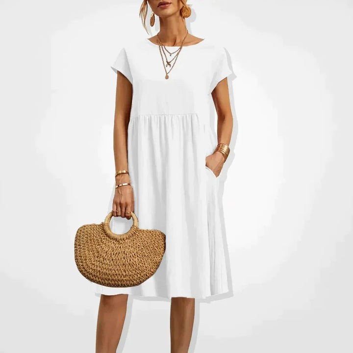 Sommerkleider Damen Kurzarm mit Taschen