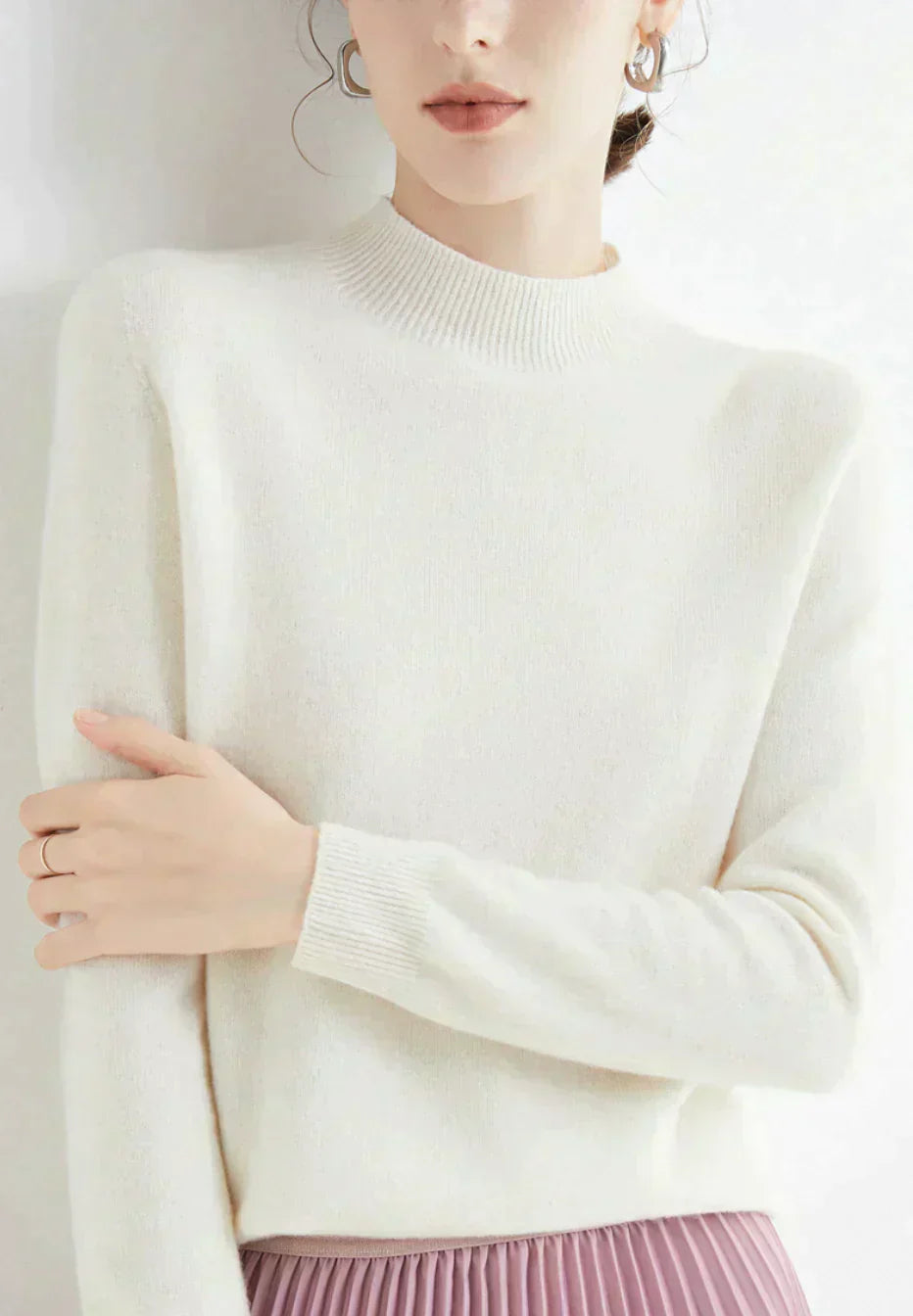 Nora – Damen Feinstrick Pullover mit Rundhalsausschnitt