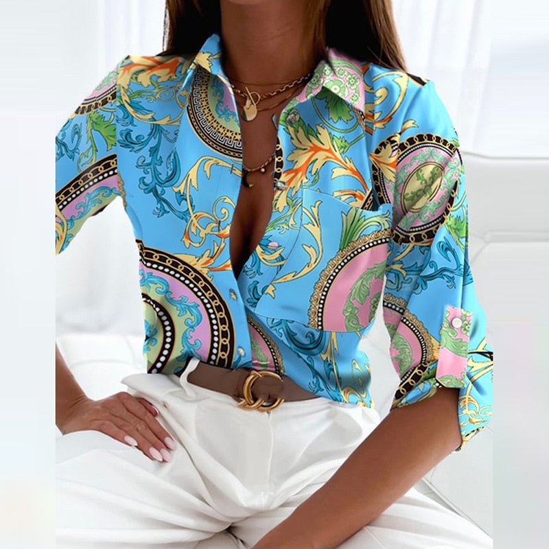 Langarm Hemd Damen | Eleganter Print & Schlankmachender Look