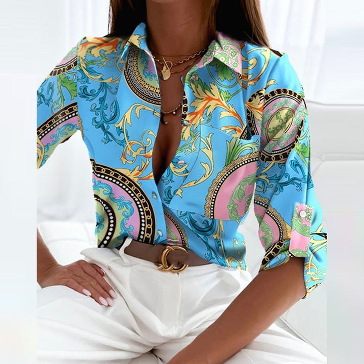 Langarm Hemd Damen | Eleganter Print & Schlankmachender Look