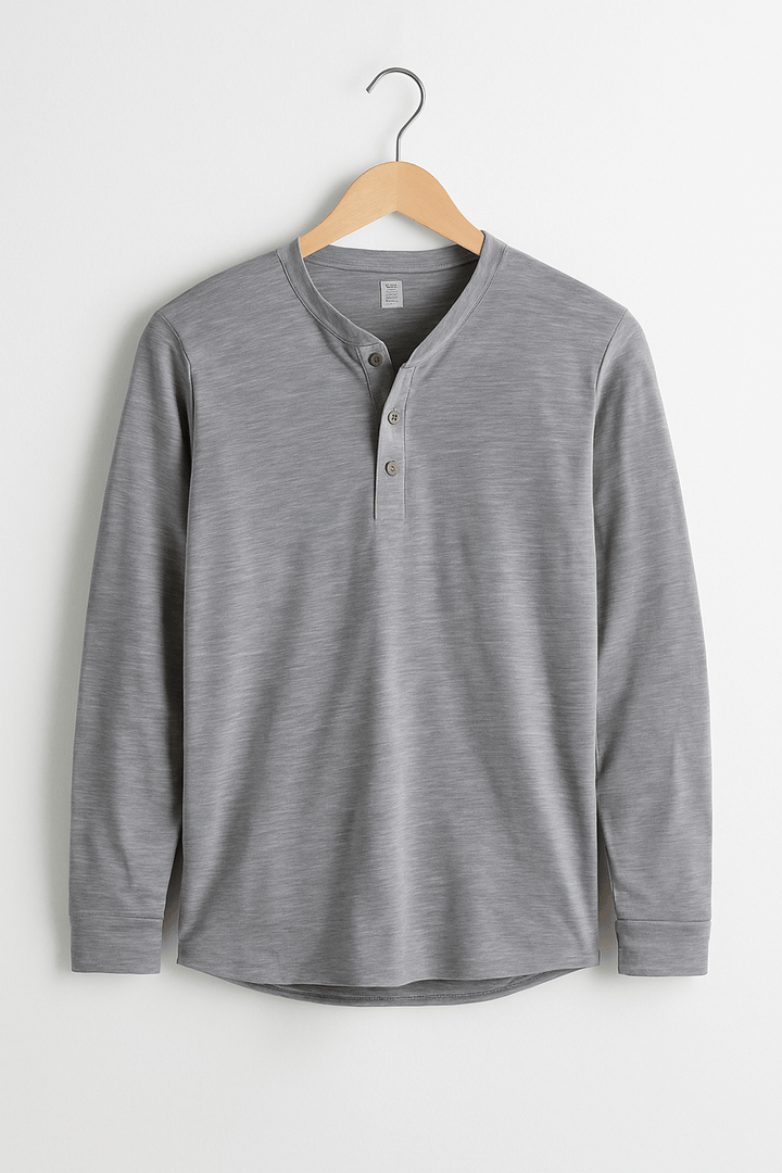 Langarm Shirt Herren | Henley-Knopfleiste & Cleanes Layering