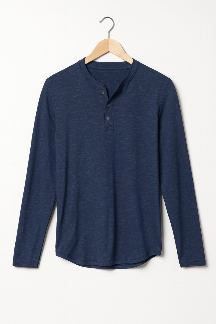 Langarm Shirt Herren | Henley-Knopfleiste & Cleanes Layering