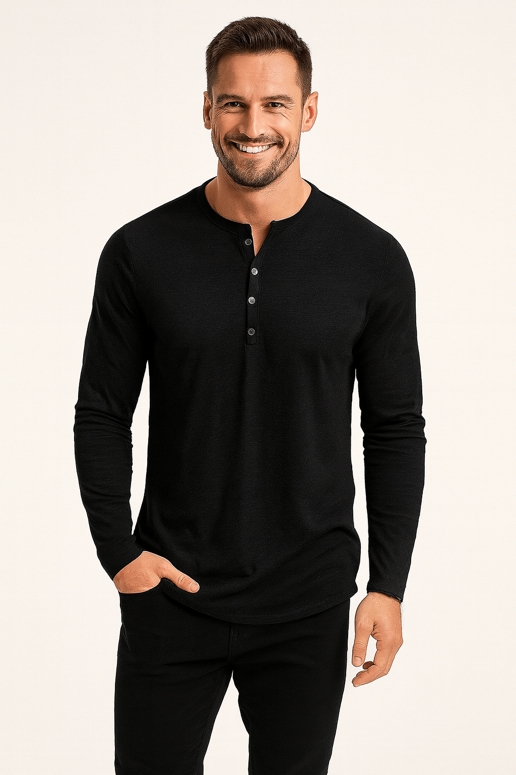 Langarm Shirt Herren | Henley-Style & Souveräner Tragekomfort