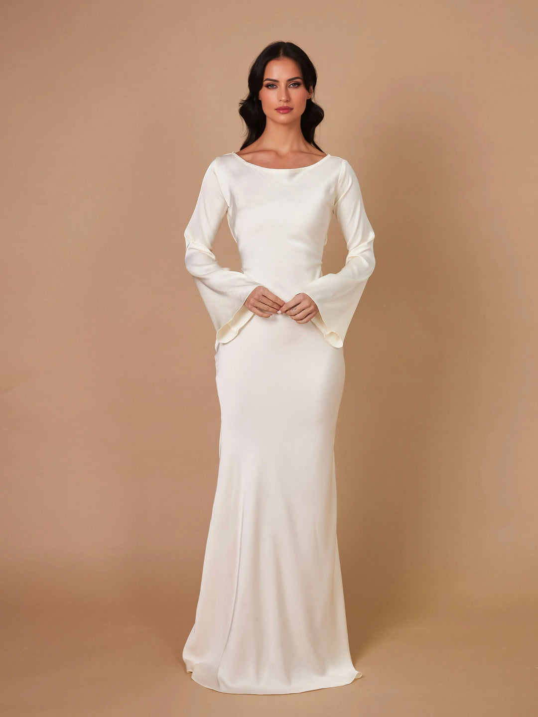Langärmliges Maxikleid Damen | Figurbetonter Schnitt & Eleganter Fall
