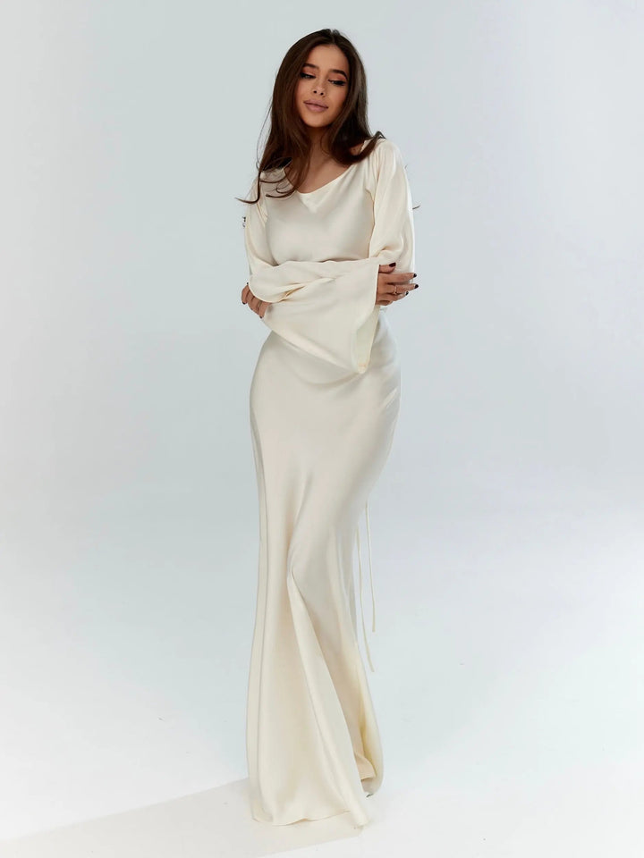 Langärmliges Maxikleid Damen | Figurbetonter Schnitt & Eleganter Fall
