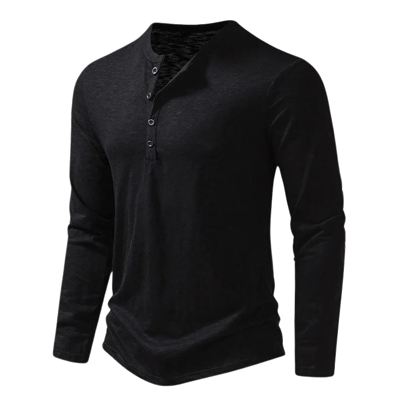 Langarmshirt Herren Henley | Ausschnitt & markanter Casual-Look