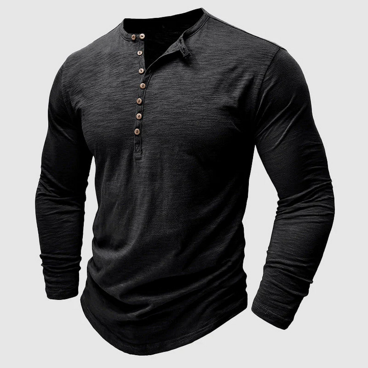 Langarmshirt Herren Henley | Lässiger Look & Atmungsaktiver Komfort