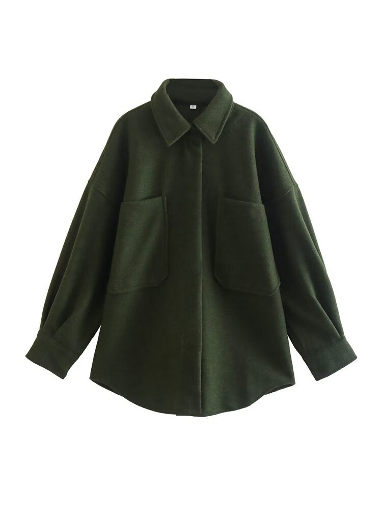Lässige langärmelige Bluse mit Taschen