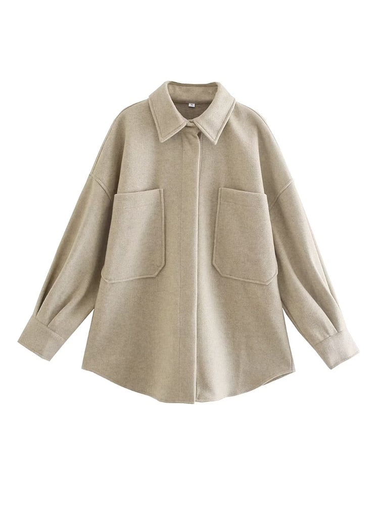 Lässige langärmelige Bluse mit Taschen