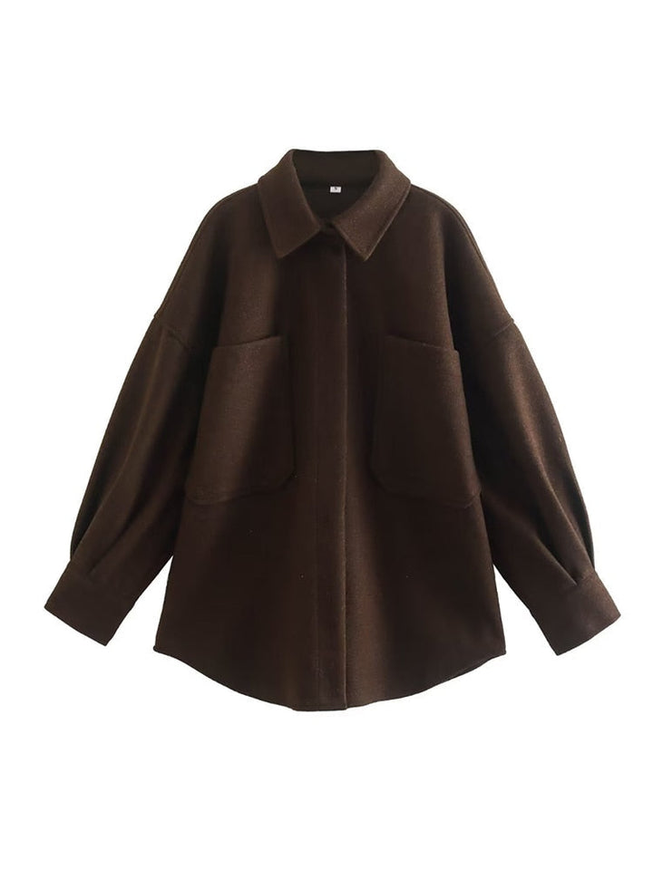 Lässige langärmelige Bluse mit Taschen