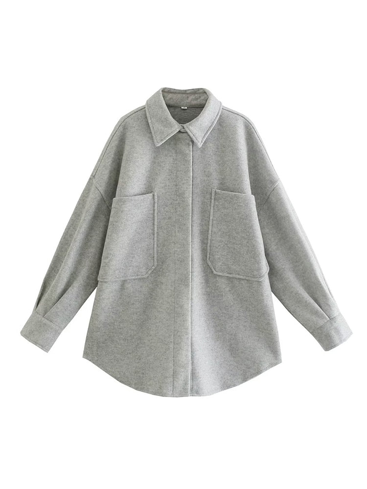 Lässige langärmelige Bluse mit Taschen