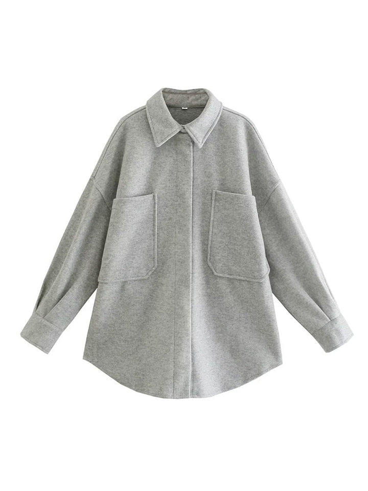Lässige langärmelige Bluse mit Taschen