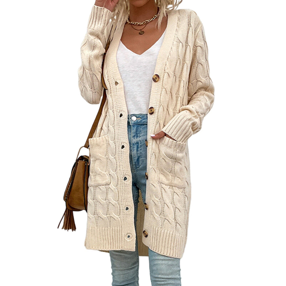 Lässiger Langarm-Strickmantel | Damen Cardigan mit Taschen für Frühling und Herbst