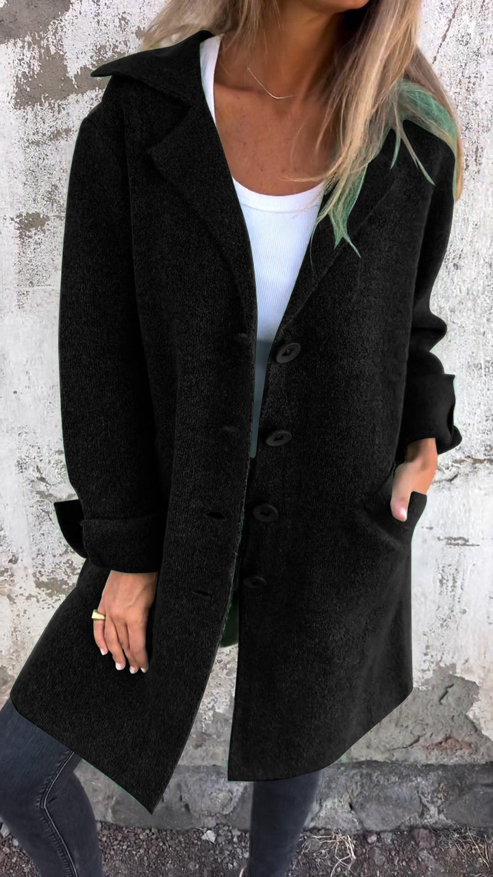Lässiger Langer Mantel Mit Aufschlägen