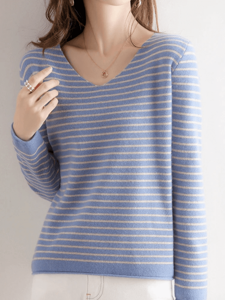 Lässiger gestreifter Pullover für Frauen