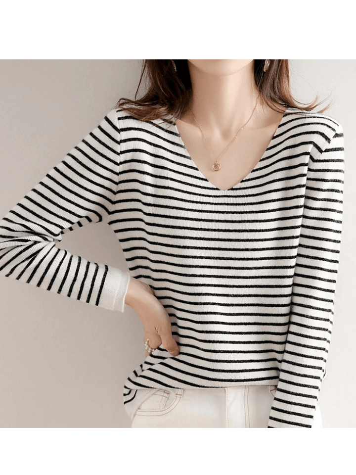 Lässiger gestreifter Pullover für Frauen
